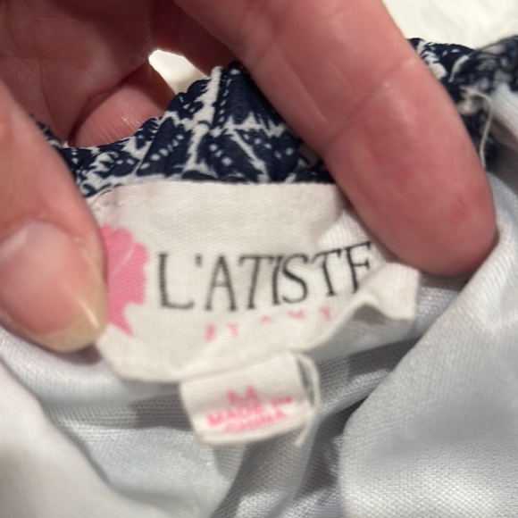 Elegant Blue Patterned Maxi Dress - Picture 2 of 6